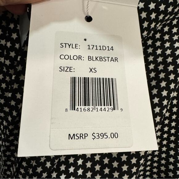 Silk Star Print Cold Shoulder Robert Rodriguez 100 Silk Dress, XSmall - Picture 8 of 12